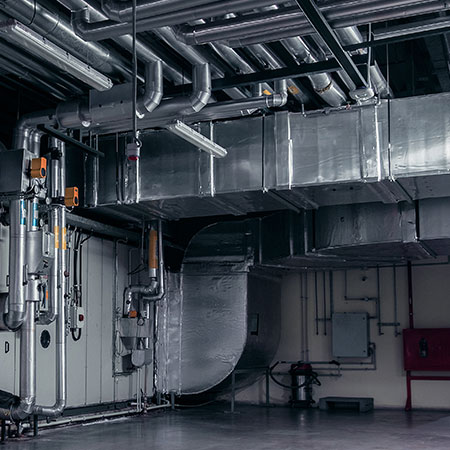 View of Industrial HVAC System with ductwork